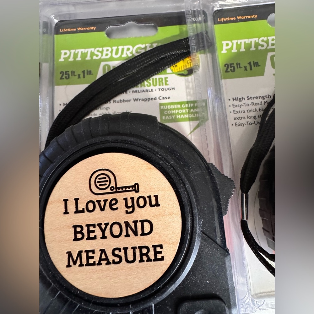 Hand crafted by me wood engraved Personalized Tape Measurers customizable - Picture 4 of 6